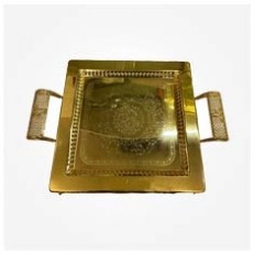سینی چای مربعی طلایی 25SA Gold plating tray 
