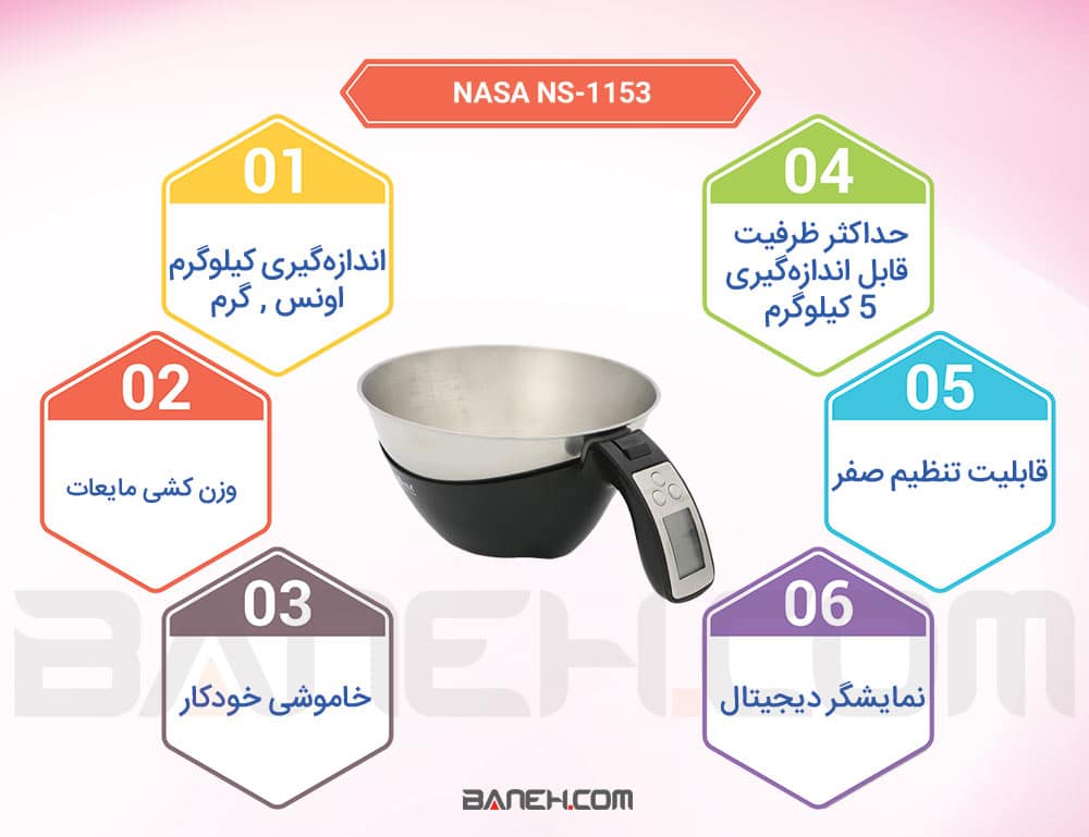 اینفوگرافی ترازوی آشپزخانه ناساNS-1153