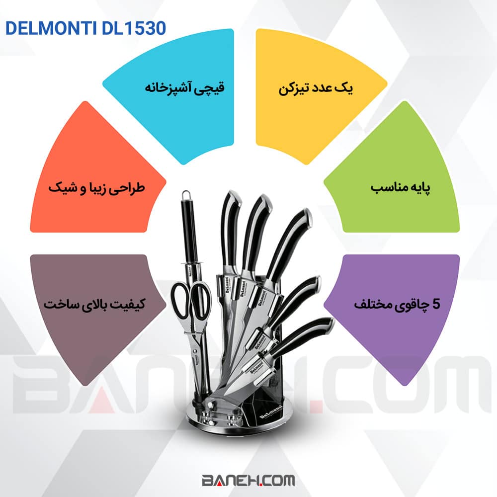 اینفوگرافی سرویس چاقوی آشپزخانه دلمونتی DL1530 