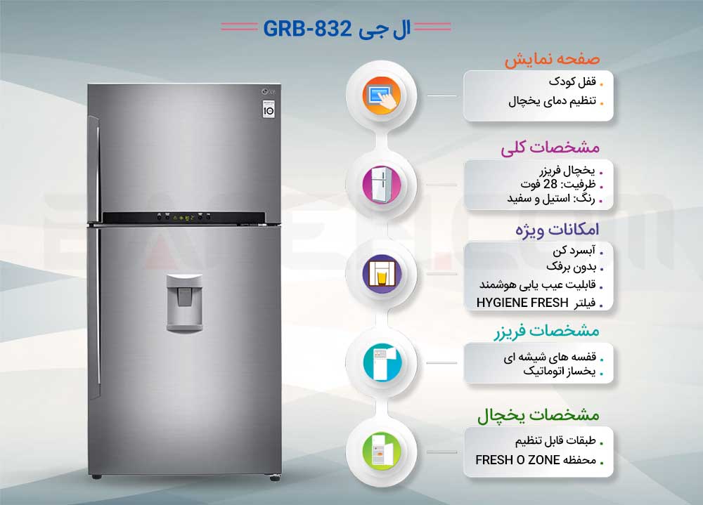یخچال فریزر ال جی 30 فوت LG GRB-832