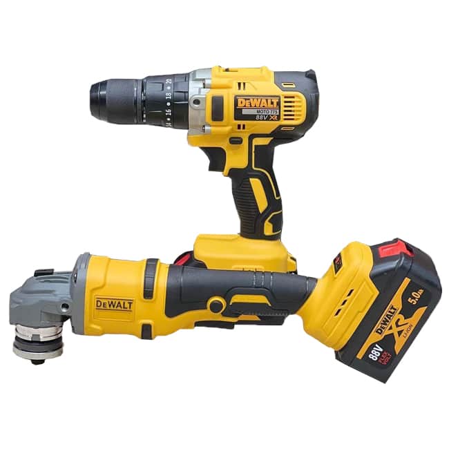 ست و پک دوقلو دریل و فرز دیوالت براشلس dewalt