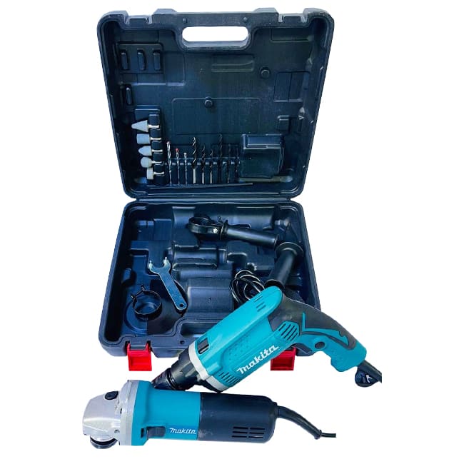 ست مینی فرز و دریل چکشی ماکیتا Makita HP1630 9555HN