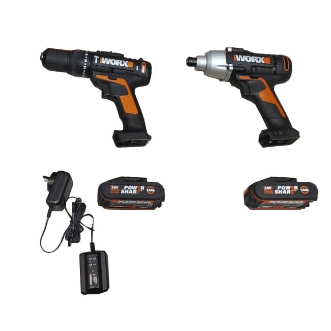 دریل شارژی چکشی و پیچ بند تقه ای ورکس Worx WX386.9 wx291.9