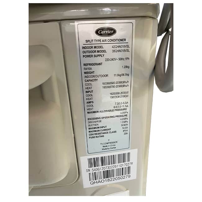 کولر گازی کریر ایکس اکو 18000 اینورتر 42QHA018VSL T3 R410A