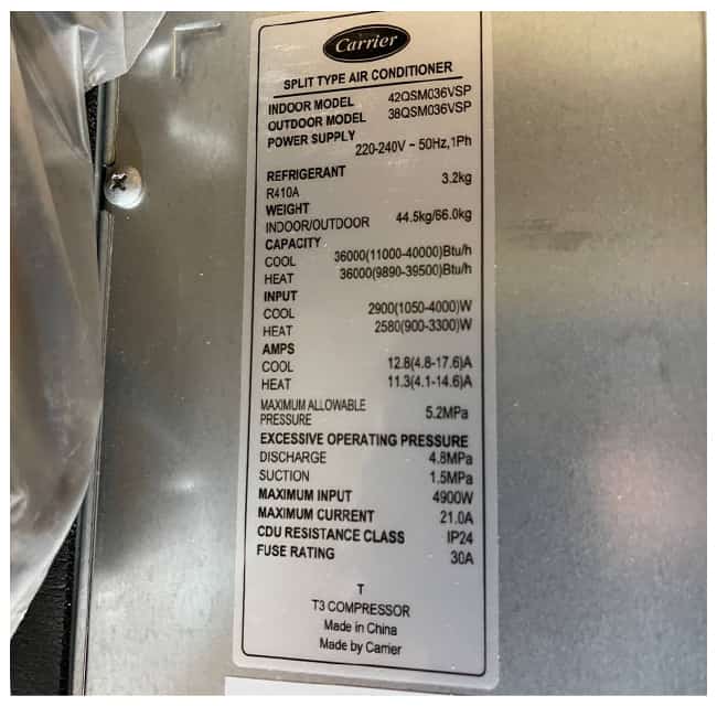 داکت اسپلیت 36000 کریر اینورتر 42QSM036VSP T3