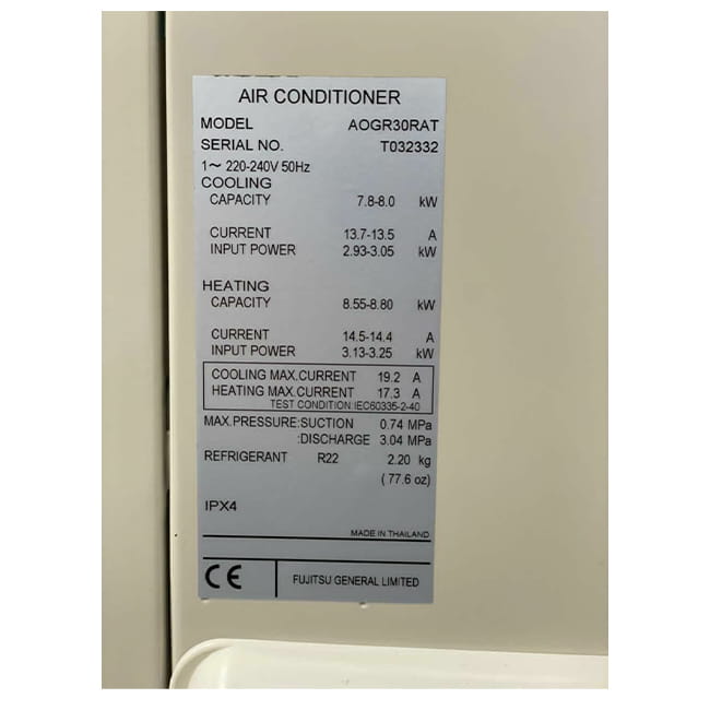 کولر گازی اجنرال 30000 سرد R410 دیواری AOG30RZEL Ogenera T3