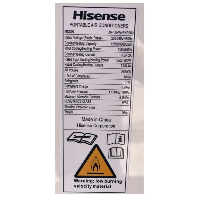 کولر گازی پرتابل 12000 هایسنس مدل AP-12HW4RNPS00