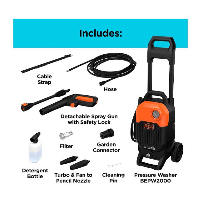 کارواش خانگی بلک اند دکر 150 بار 2000 وات مدل BEPW2000-B5 PSI 2100