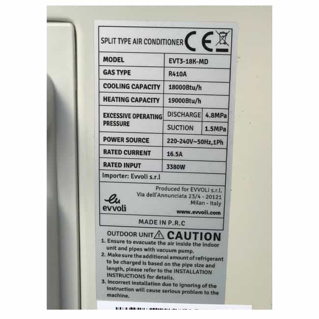 کولر گازی ایوولی 18000 خط طلایی گلدن EVT3-18K-MD T3 R410A