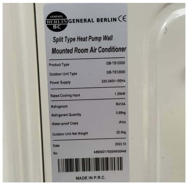 کولر گازی 12000 جنرال برلین اینورتر GB-TS12000 T3