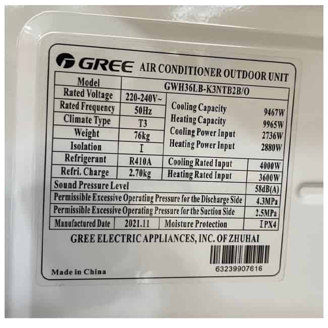 کولرگازی 36000 هزار گری T3 مدل GWH 36000