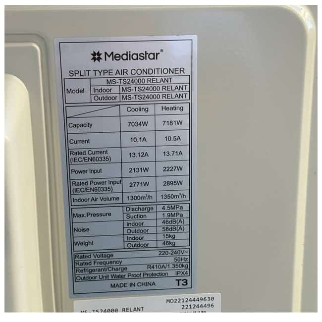 کولر گازی مدیا استار 24000 رلانت MS-TS24000 RELANT T3