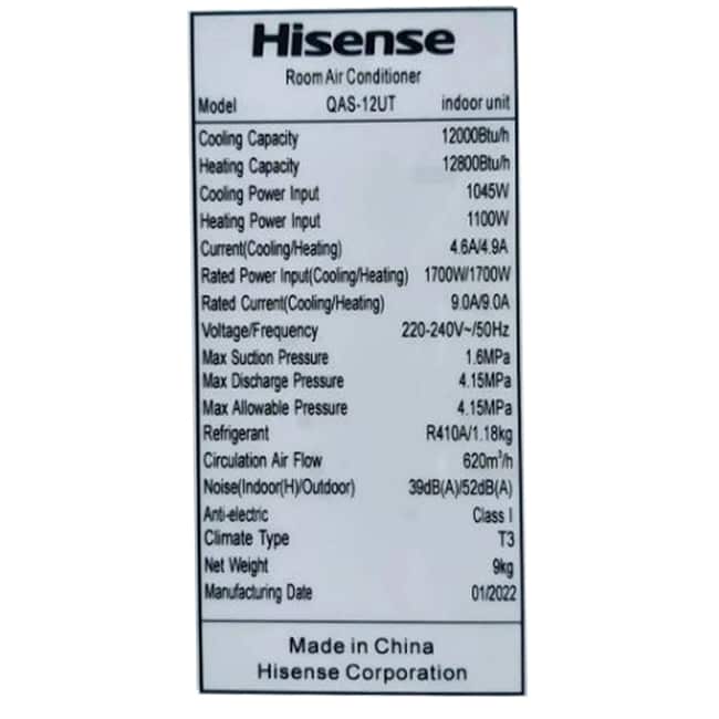 کولر گازی 18000 هایسنس اینورتر QAS-18UT R410 T3