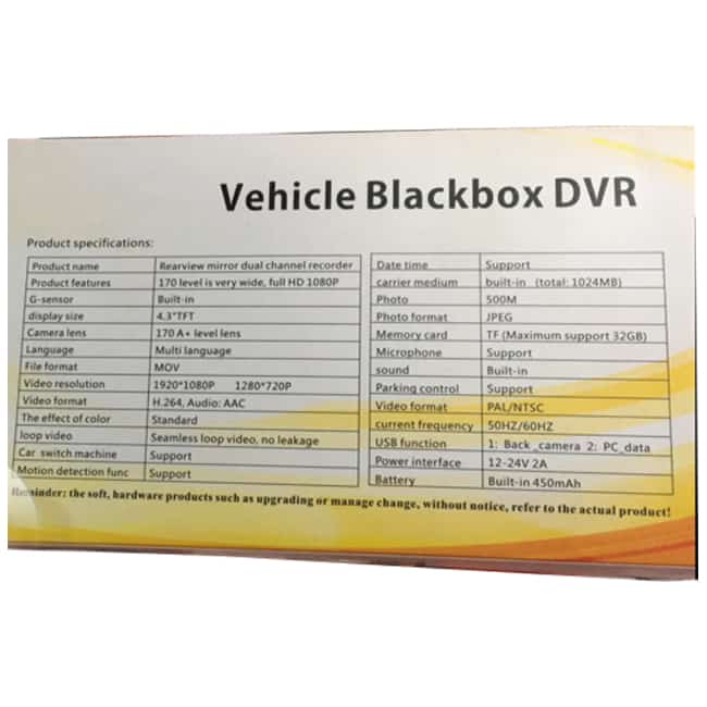 DVR خودرو با دوربین دید در شب Vehicle Black box DVR