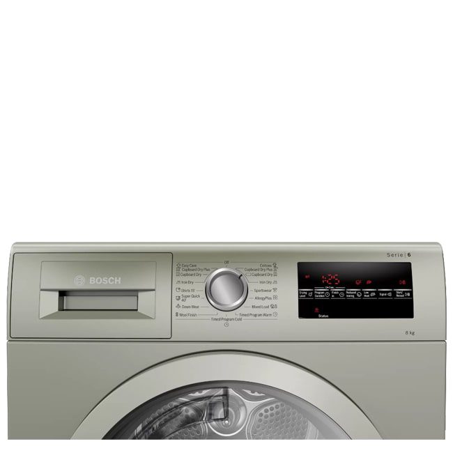 خشک کن خازنی 8 کیلویی بوش سری 6 WTG8641XME نقره ای