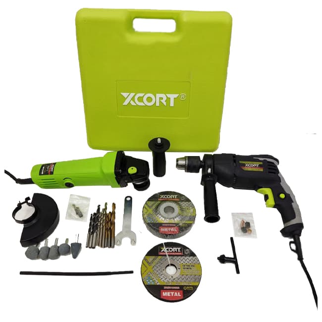 پک دو قلو دریل چکشی و مینی فرز ایکس کورت XZJ04-13 XSM07-115 سه نظام