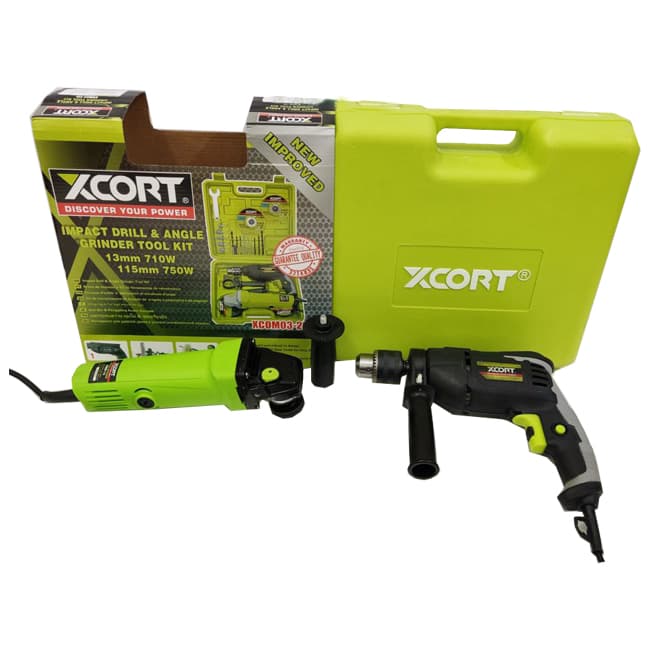 پک دو قلو دریل چکشی و مینی فرز ایکس کورت XZJ04-13 XSM07-115 سه نظام