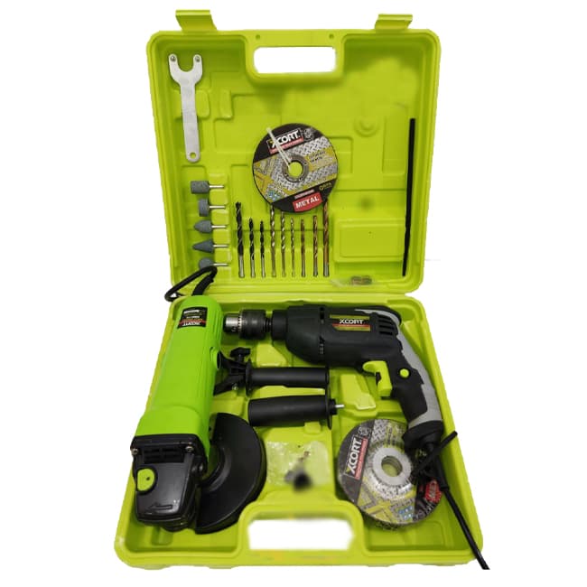 پک دو قلو دریل چکشی و مینی فرز ایکس کورت XZJ04-13 XSM07-115 سه نظام