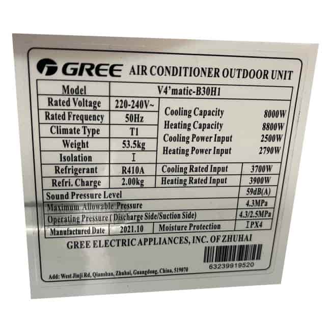 کولر گازی 30 هزار گری R410a اینورتر Gree V4matic_B30H1